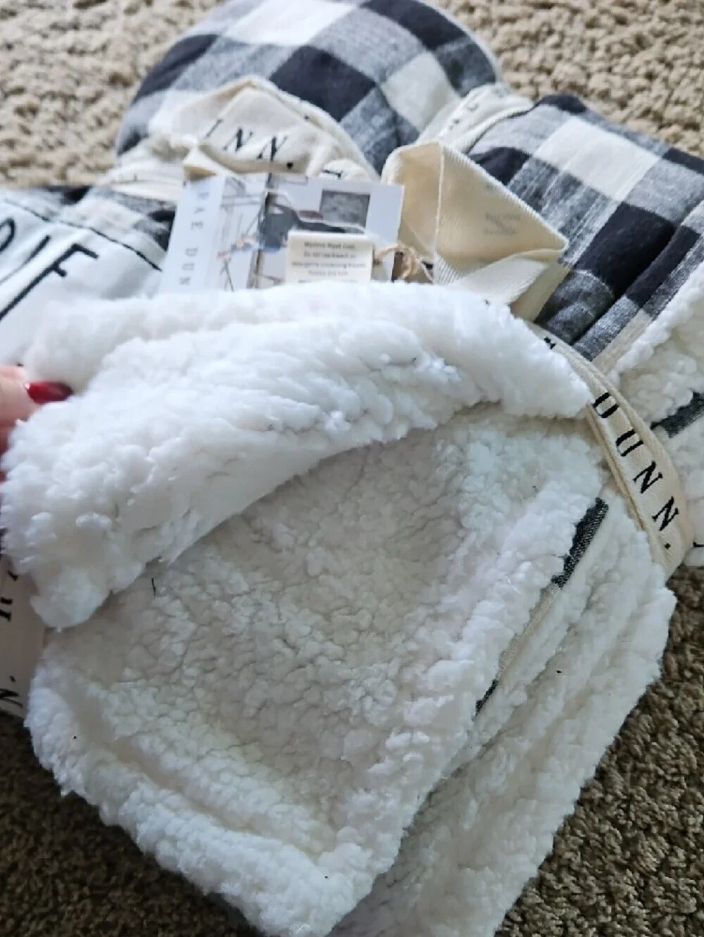 Rae Dunn Black & White Buffalo Check 